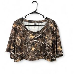 SHEIN Brown Camouflage Crop Top